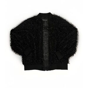 Kimberly Goldson Sequin Fringe Black Bomber Jacket Harry Styles Inspired Size L
